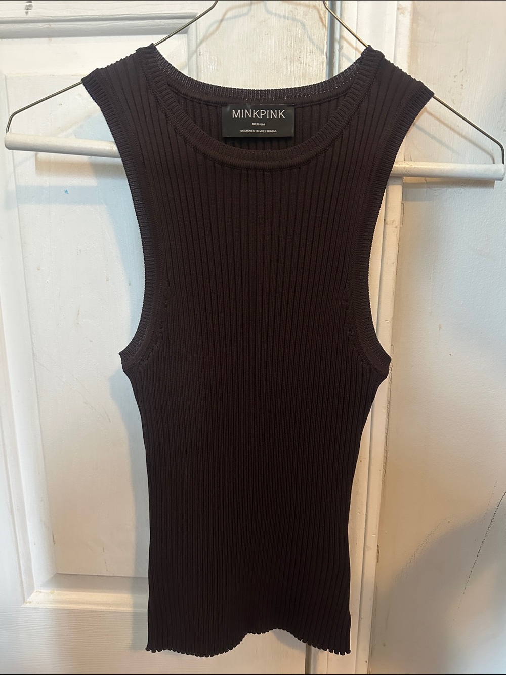 MINKPINK Dark Ribbed Sleeveless Tank Top
